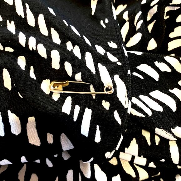 Jones New York Black White Abstract Print Cap Sleeve V-Neck Midi Dress Size 14W - Picture 6 of 8